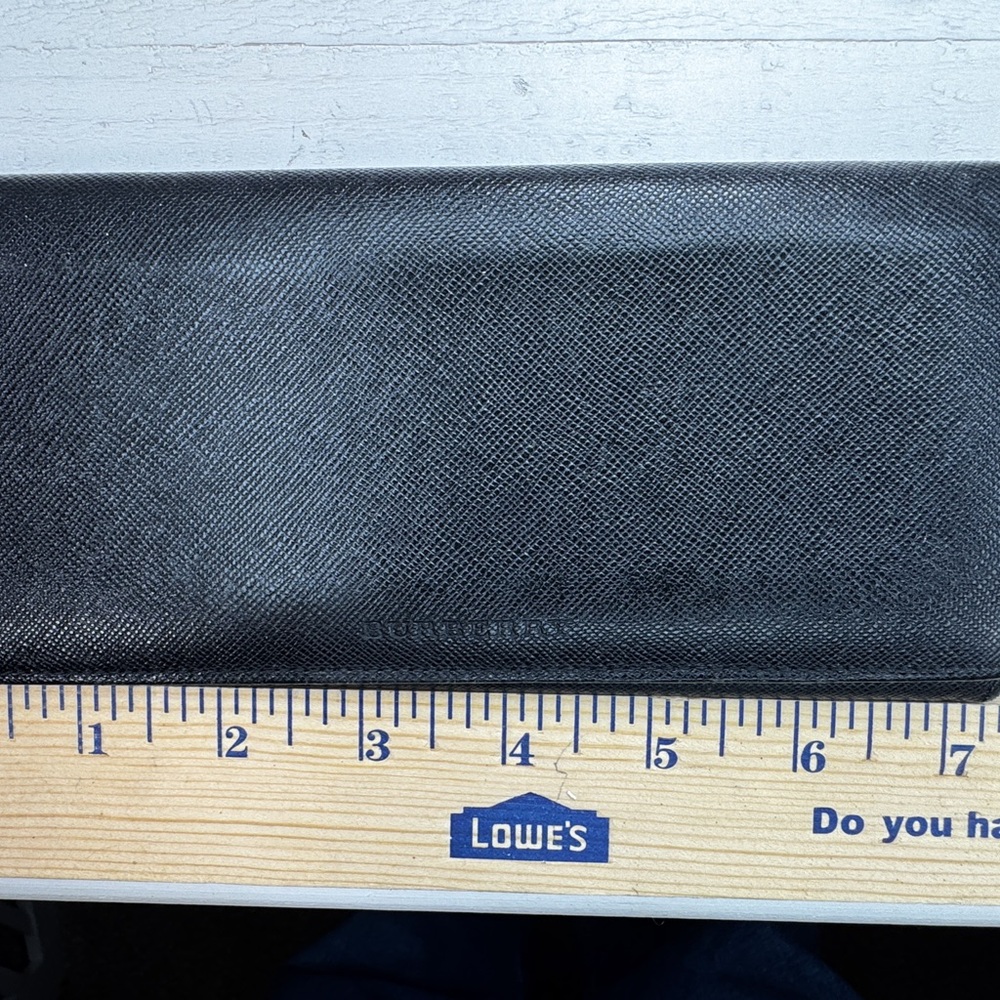 Burberry Black Leather Long Wallet Nova Check Interior Bifold Continental - Picture 7 of 8